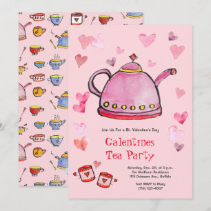 Invitation Retro Saint Valentin Galentines Tea Party Déjeuner