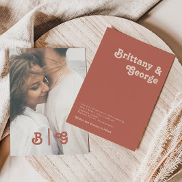 Invitation Rétro simple | Vieux Rose Décontracté Monogramme p