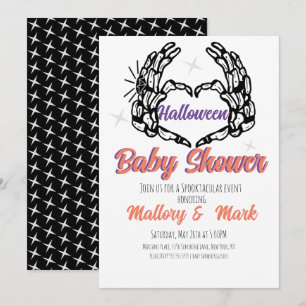 Invitation Retro Skeleton Halloween Baby shower