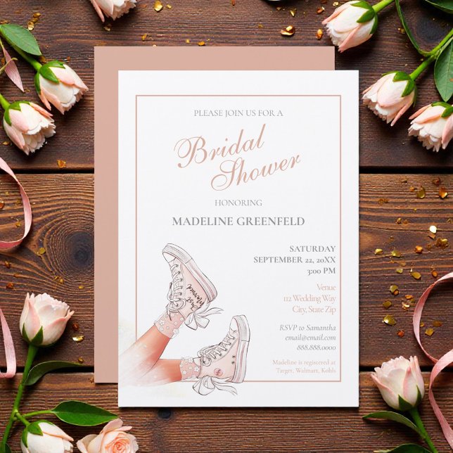 Invitation Retro Sneakers Peach Wedding Bridal Shower (Créateur téléchargé)