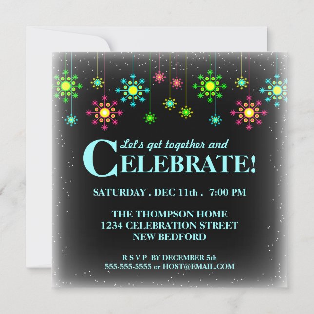 Invitation Retro Snowflake (Devant)