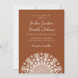 Invitation Retro Spanish Abstract Floral Mandala Wedding