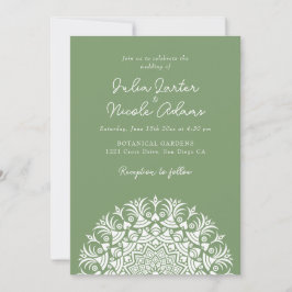 Invitation Retro Spanish Abstract Floral Mandala Wedding