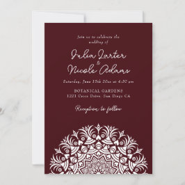Invitation Retro Spanish Abstract Floral Mandala Wedding
