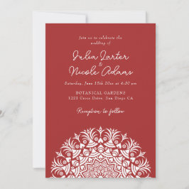 Invitation Retro Spanish Abstract Floral Mandala Wedding