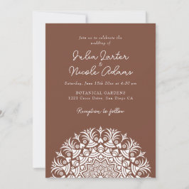 Invitation Retro Spanish Abstract Floral Mandala Wedding