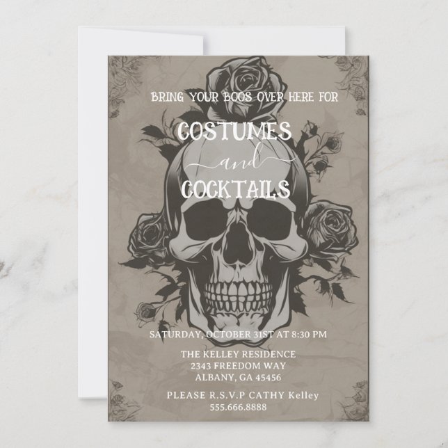 Invitation Retro Squelette détendu Halloween Party Bash (Devant)