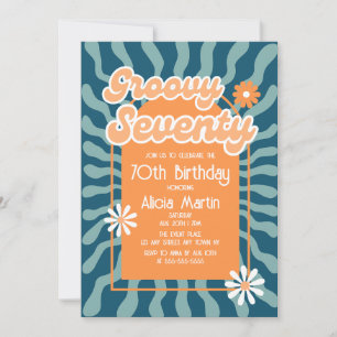 Invitation Retro Sun Wave Daisy Super Orange 70e anniversaire