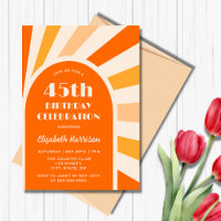 Retro Sunburst Arch Typographie Anniversaire Pêche