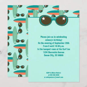 Invitation Retro Sunglasses and Surboards Party