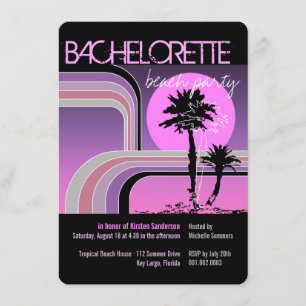 Invitation Retro Sunset Tropical Palm Tree Bachelorette Party