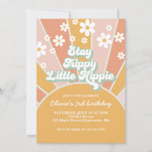 Invitation Retro Sunshine Stay Trippy Little Hippie floral