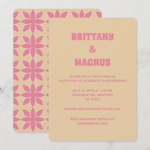 Invitation Retro super 70's audacieuse typographie pêche & ro