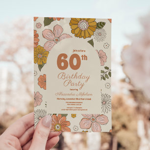 Invitation Retro Super 70's Thématique 60e anniversaire