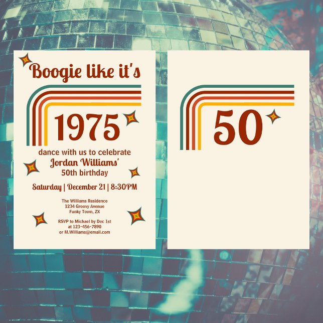 Invitation Retro Super Boogie Simple Danse 50e anniversaire (Créateur téléchargé)