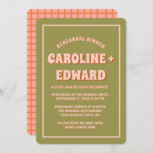 Invitation Retro Super coloré Wavy Boho Rehearsdîner