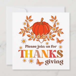 Invitation Rétro Super Daisy Citrouille Hippie Thanksgiving