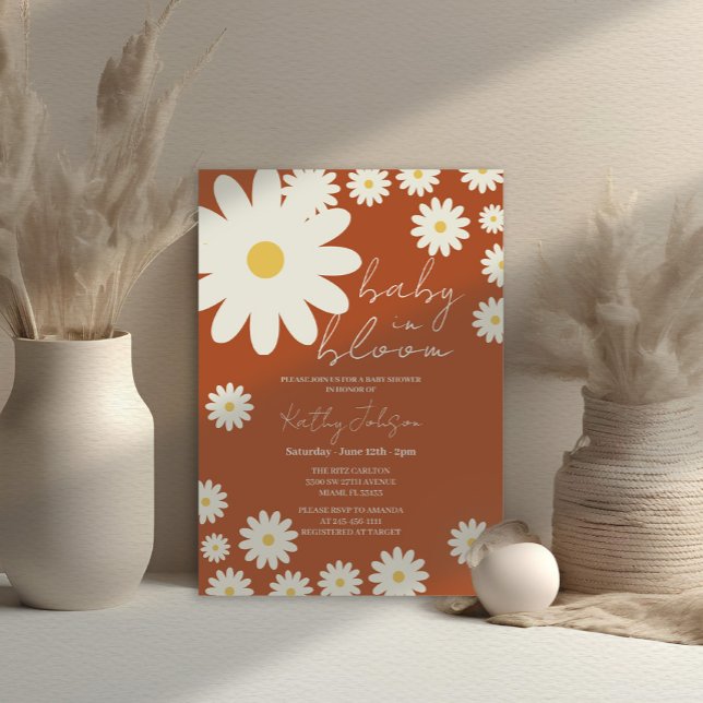 Invitation Retro Super Daisy Floral Baby en Fleur Douche (Créateur téléchargé)