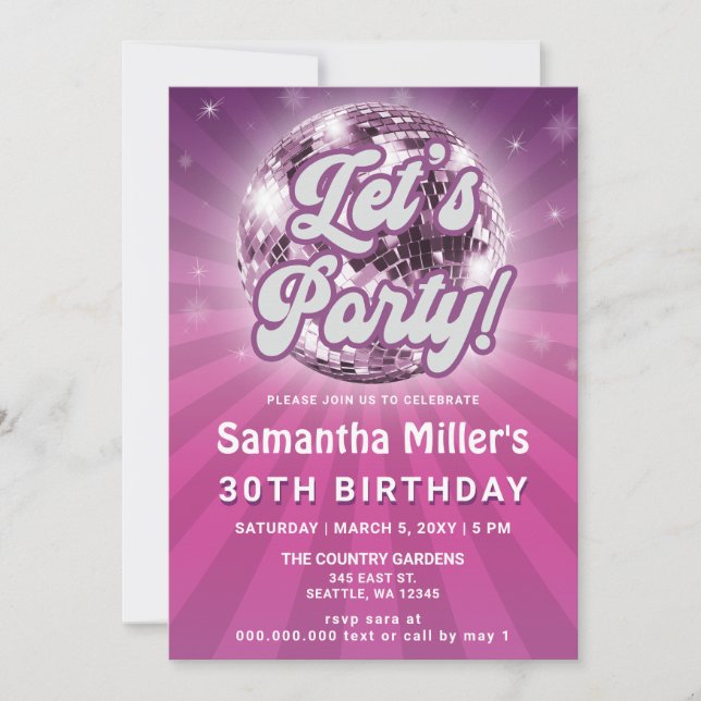 Invitation Retro Super Disco Party Photo Anniversaire (Devant)