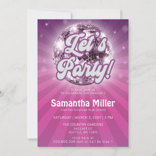 Invitation Retro Super Disco Party Photo Graduation