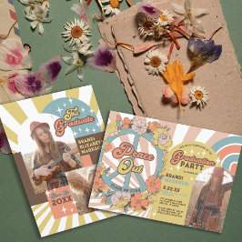 Invitation Retro Super Floral Arches Photo Graduation Party