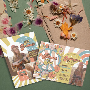 Invitation Retro Super Floral Arches Photo Graduation Party