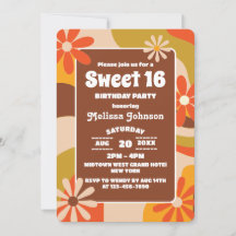 Retro Super Funky coloré Hippie Flower Sweet 16
