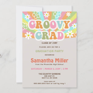 Invitation Retro Super les années 70 Hippie mignonne Photo Gr