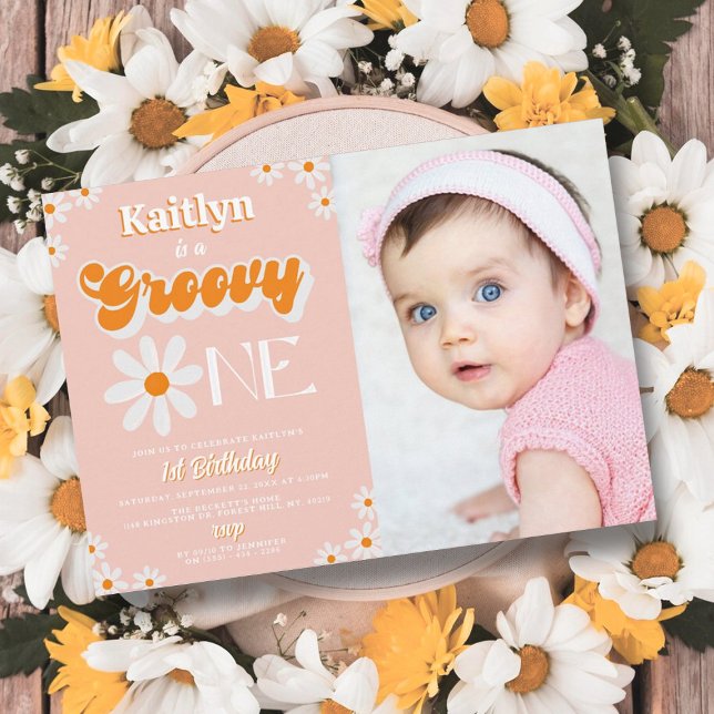 Invitation Retro Super One Girls 1st Birthday Photo (Créateur téléchargé)