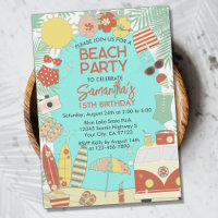 Retro Super Stylish Plage ou piscine Anniversaire