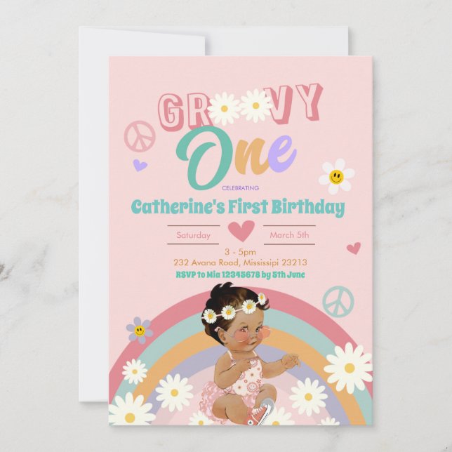 Invitation Retro Super Un Cheveux foncé Premier Anniversaire  (Devant)