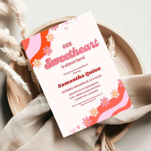 Invitation Retro Super Valentine Baby shower d'amour Inv
