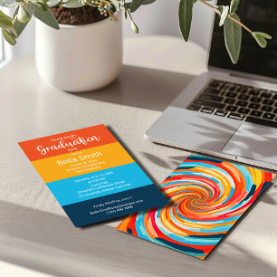 Invitation Rétro Super Vortex Wavy Colorful Graduation