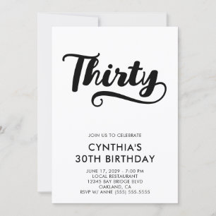 Invitation Retro Swash Bold Script 30e Anniversaire