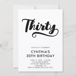 Invitation Retro Swash Bold Script 30e Anniversaire