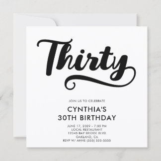 Invitation Retro Swash Bold Script 30e Anniversaire