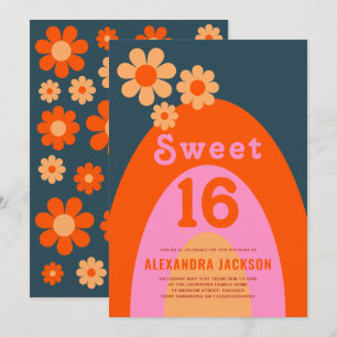 Invitation Retro Sweet 16 fête d'anniversaire