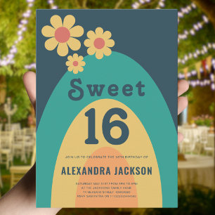 Invitation Retro Sweet 16 fête d'anniversaire