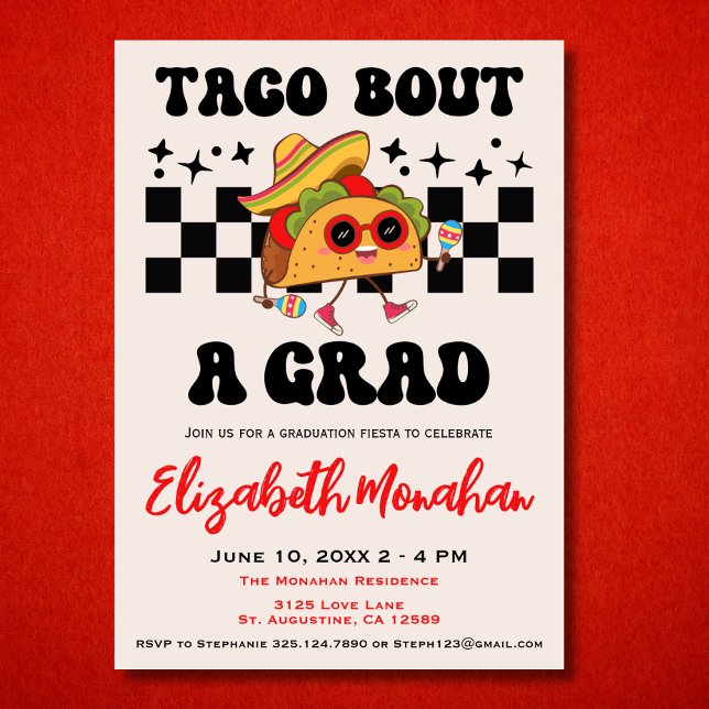 Invitation Retro Taco Bout A Grad Fiesta Grad Diplôme (Créateur téléchargé)