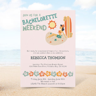 Invitation Retro Tiki plage tropicale Bachelorette week-end