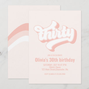 Invitation Retro Trente Anniversaire rose