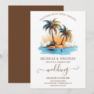 Invitation Retro Tropical Beach Destination Mariage