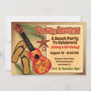 Invitation Retro Tropical Beach Party