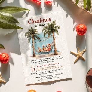 Invitation Retro Tropical Père Noël Hammock Noël en juillet