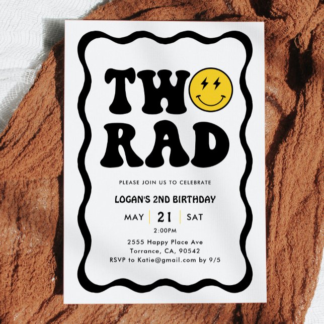 Invitation Retro Two Rad Boy 2e fête d'anniversaire (Créateur téléchargé)