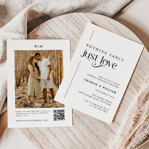 Invitation Retro Typographie Photo Qr Code Mariage