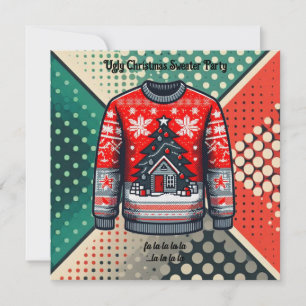 Invitation Retro Ugly Christmas Sweater Pop Art