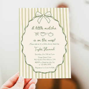 Invitation Rétro Un Petit Baby shower À Thé De Matcha