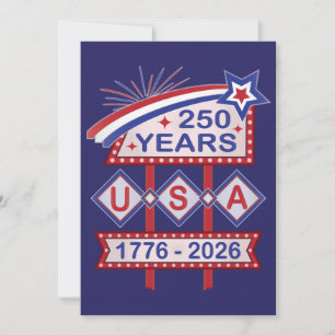 Invitation Rétro USA 250e anniversaire enseigne de marquise 1