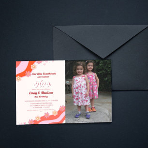 Invitation Retro Valentine Sweetheart Twin 2e anniversaire